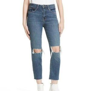 L'AGENCE Audrina Straight High Rise Jeans Size 28 Classic Vintage Worn Destruct
